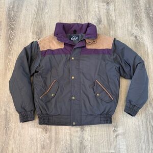 VTG Woolrich Goose Down Puffer Puffy Ski Bomber Jacket Coat Leather Men’s Medium